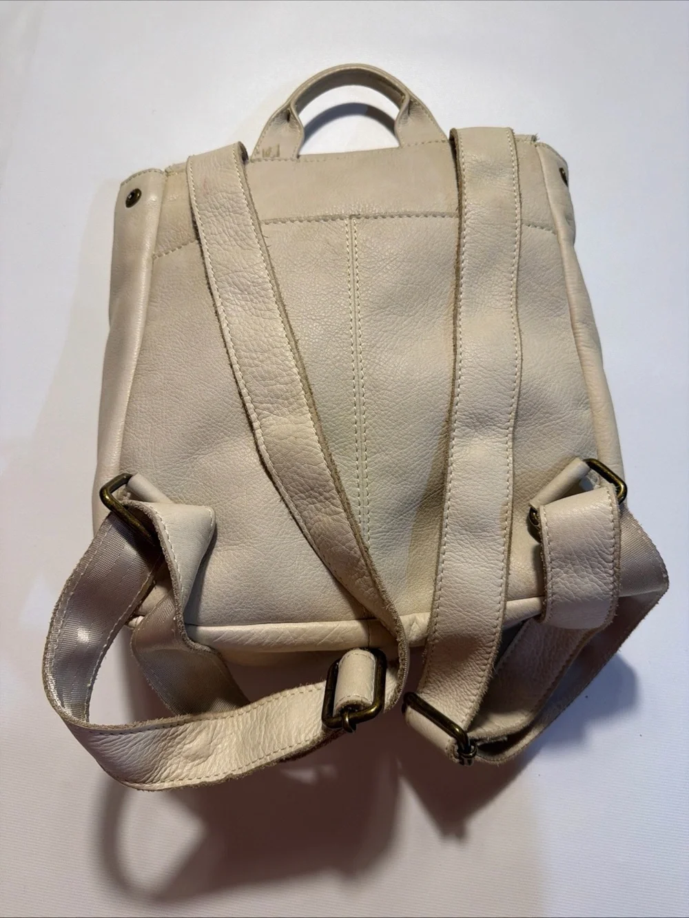 American Leather Co Liberty Small Backpack Cream Soft Leather Bag